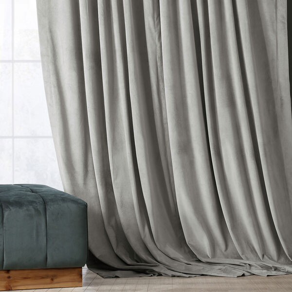 Signature Silver Grey Blackout Velvet Pole Pocket Single Panel Curtain, 50 X 120, image 1