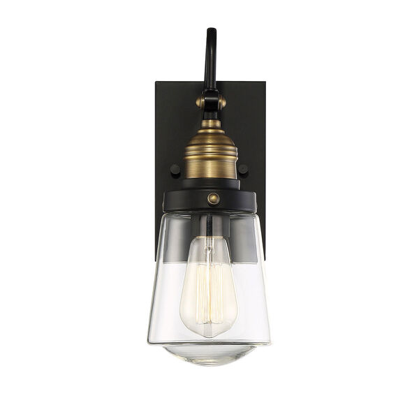 Afton Vintage Black with Warm Brass One-Light Outdoor Wall Sconce, image 1