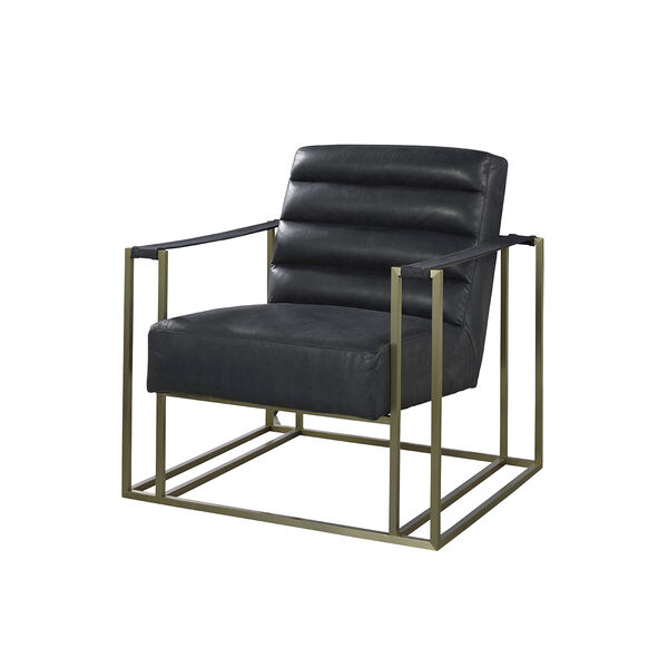 Curated Black Jensen Accent Chair in Burnham Black Leather, image 1