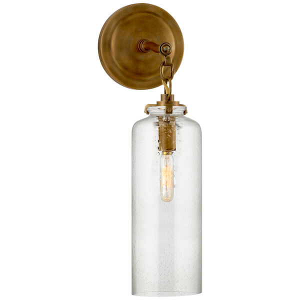 Katie Small Cylinder Sconce in Hand-Rubbed Antique Brass with Seeded Glass by Thomas O'Brien, image 1