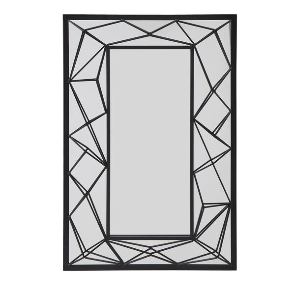 Erika Black Rectangular Wall Mirror with Metal Geometric Frame, image 3