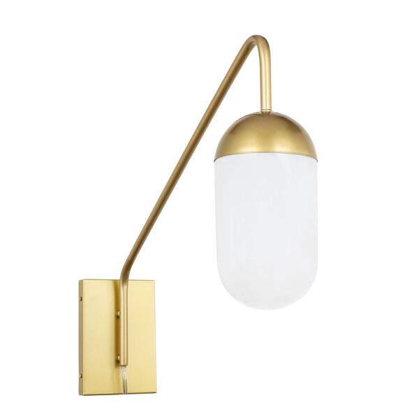 Kace Brass One-Light Wall Sconce with Frosted White Glass, image 6