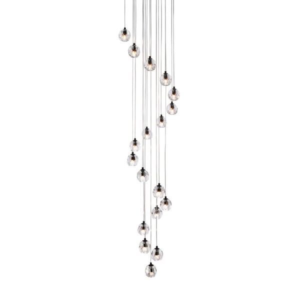 Eren Black 20-Inch 18-Light Pendant with Royal Cut Clear Crystal, image 3