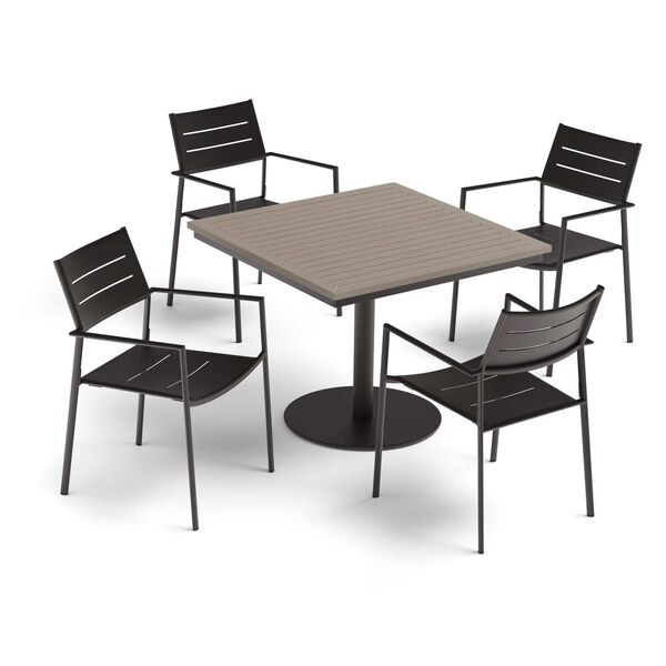 Eiland and Travira Gray Black Five-Piece Square Dining Table and Aluminum Dining Chairs Set, image 2