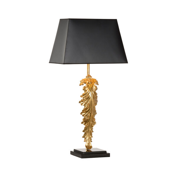 Antique Gold and Black One-Light Grand Leaf Lamp, image 1