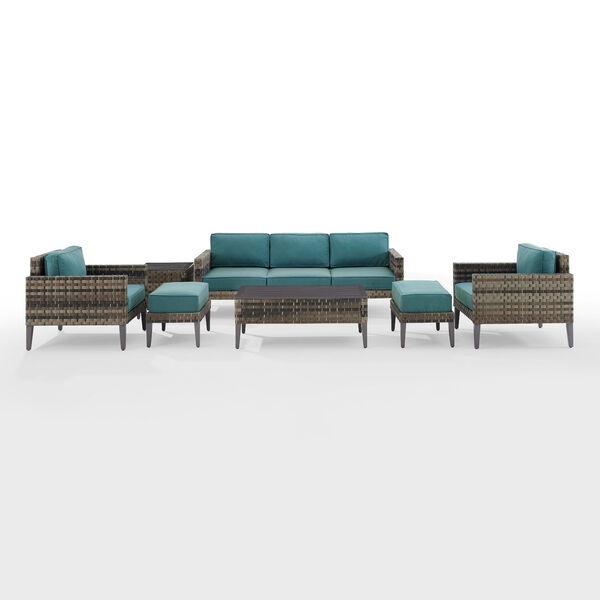 Prescott Outdoor Seven-Piece Wicker Sofa Set with Coffee Table, Side Table, Two Armchair and Two Ottoman, image 2