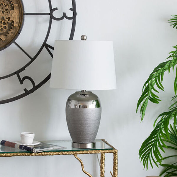 Silver White Two Tone Ceramic Table Lamp, image 2