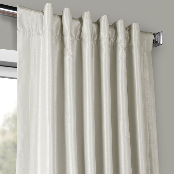Mist Gray Vintage Textured Faux Dupioni Silk Single Curtain Panel 50 x 96, image 4