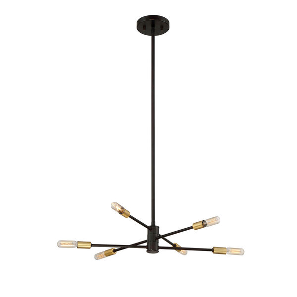Uptown Bronze with Brass Accents Six-Light Chandelier, image 3