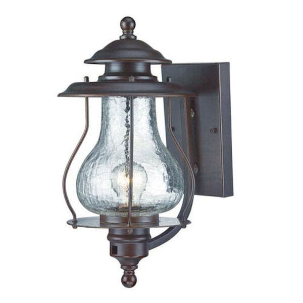 Blue Ridge Architectural Bronze One-Light Outdoor Wall Mount with Clear Crackled Glass, image 1