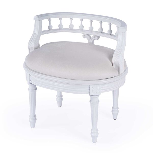 Hathaway Cottage White Upholstered Vanity Seat, image 1
