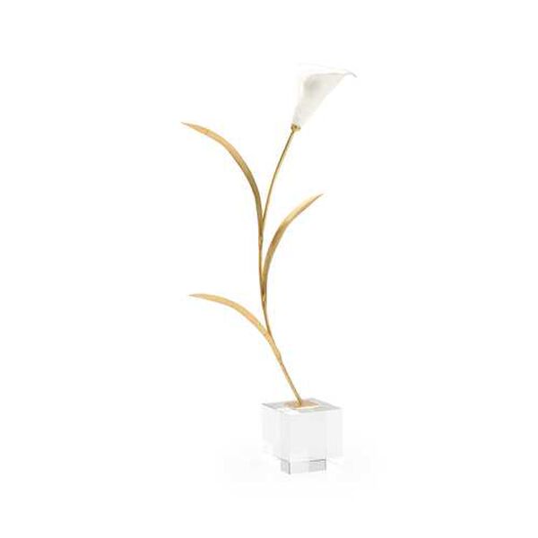 White and Gold Calla Lily On Stand Home Décor, image 1