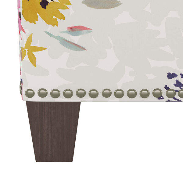 Bianca Floral Multi 19-Inch Nail Button Ottoman, image 3