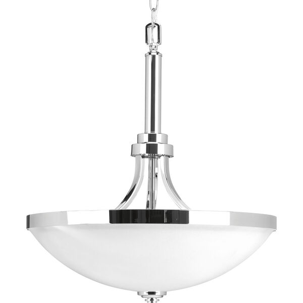 P500054-015: Topsail Polished Chrome Three-Light Pendant with Etched Parchment Glass, image 1