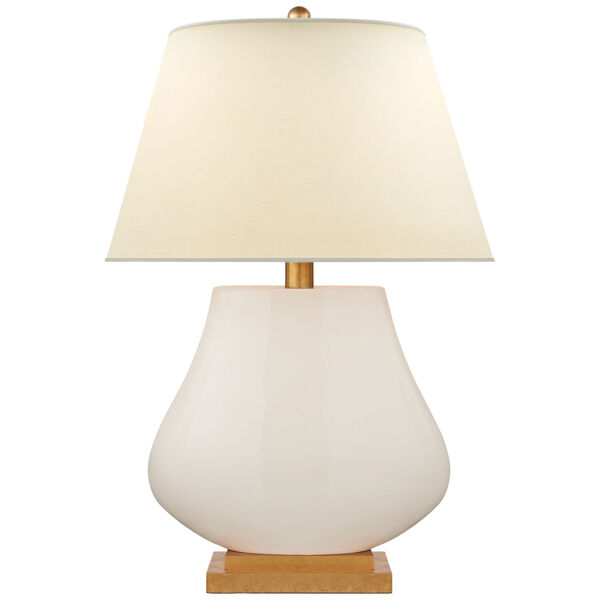 Taiping Table Lamp in Tea Stain with Natural Percale Shade by Chapman and Myers, image 1