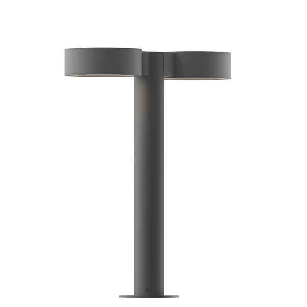 Inside-Out REALS Textured Gray 16-Inch LED Double Bollard with Frosted White Lens, image 1
