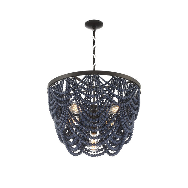 Isabella Navy Blue and Oil Rubbed Bronze Five-Light Chandelier, image 4