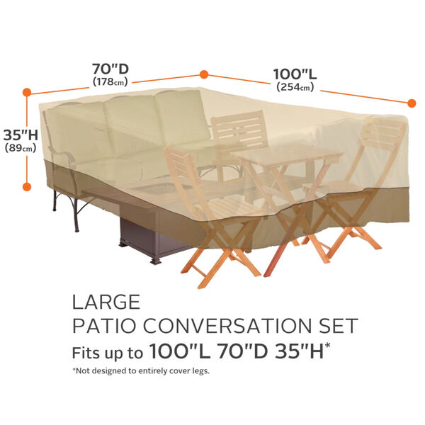 Ash Beige and Brown Conversation Set and General Purpose Patio Furniture Cover, image 4