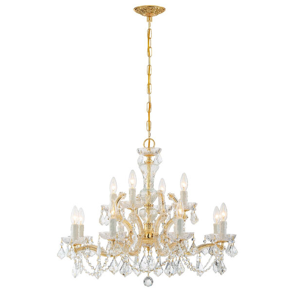 Maria Theresa Gold Twelve Light Chandelier with Clear Hand Cut Crystal, image 6