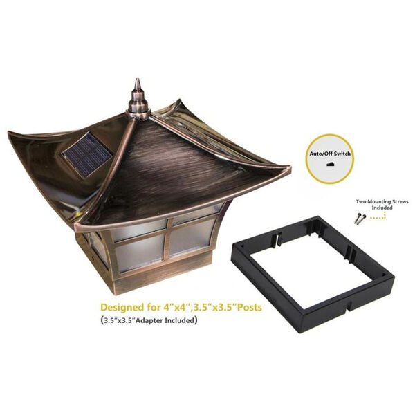 Copper Plated Ambience 4X4 LED Solar Powered Post Cap, image 5