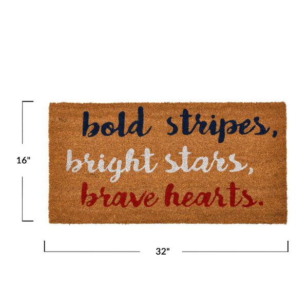 Multicolor Bold Stripes, Bright Stars, Brave Hearts Coir Entry Doormat, image 5