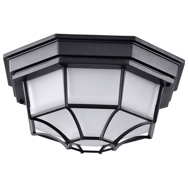 Black LED Spider Cage Outdoor Wall Mount with Frosted Glass, image 1