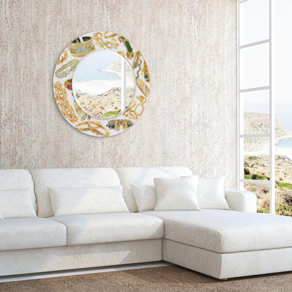 Gold 36 x 36-Inch Round Beveled Wall Mirror, image 6