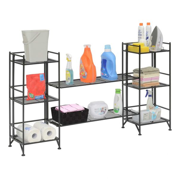 Xtra Storage Three-Tier Folding Metal Shelves with Set of Two Deluxe Extension Shelves, image 3