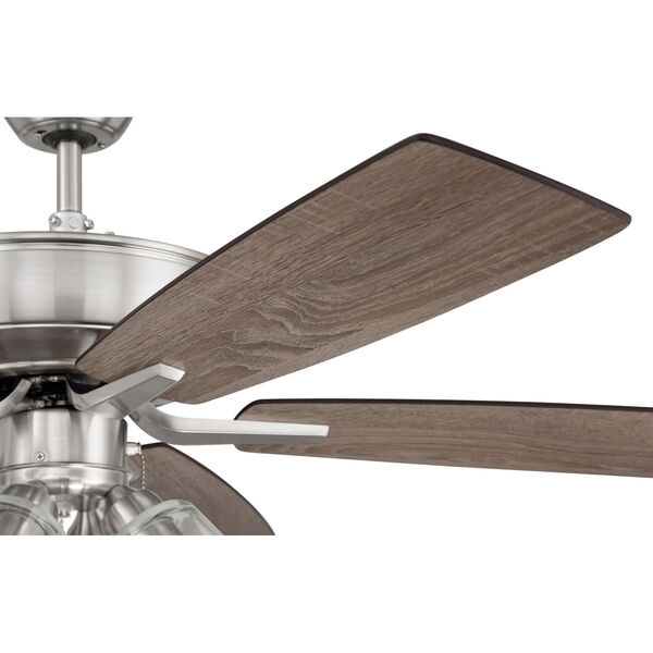 Pro Plus Brushed Polished Nickel 52-Inch Four-Light Ceiling Fan with Clear Glass Bell Shade, image 6