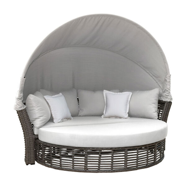 Intech Grey Outdoor Canopy Daybed with Sunbrella Cabana Regatta cushion, image 1