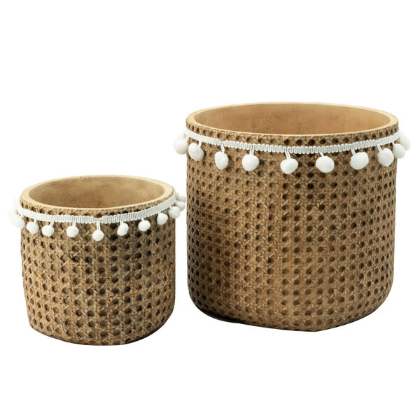 Natural and White Outdoor Planter Basket, Set of 2, image 1