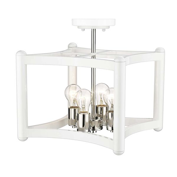 Coyle White with Polished Nickel Cluster Four-Light Convertible Pendant, image 6