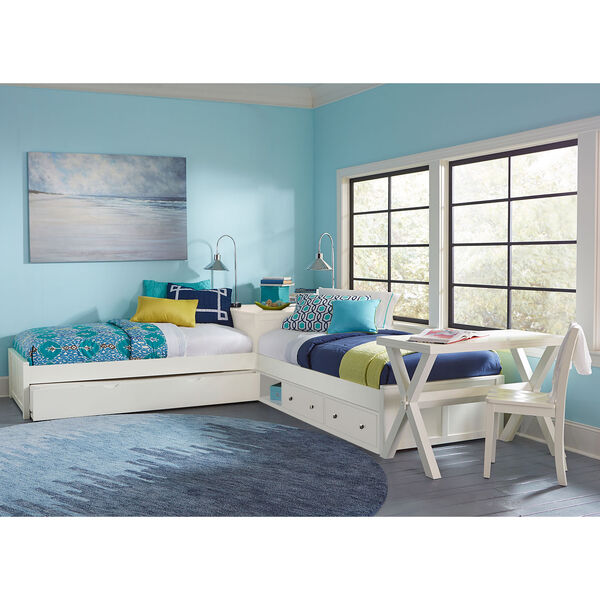 Pulse White L-Shaped Bed with Storage and Trundle, image 1