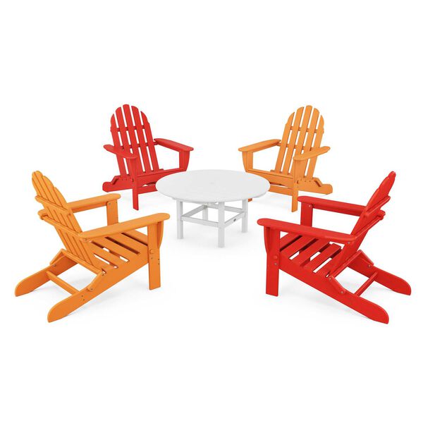 Classic Sunset Red and Tangerine Adirondack Five Piece Conversation Seating Set, image 3