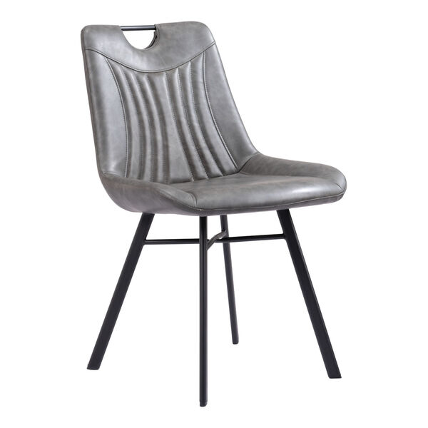 Tyler Vintage Gray and Matte Black Dining Chair, image 1