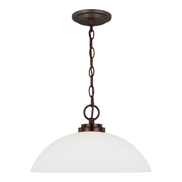 Oslo Bronze One-Light Pendant with Etched White Inside Shade, image 1