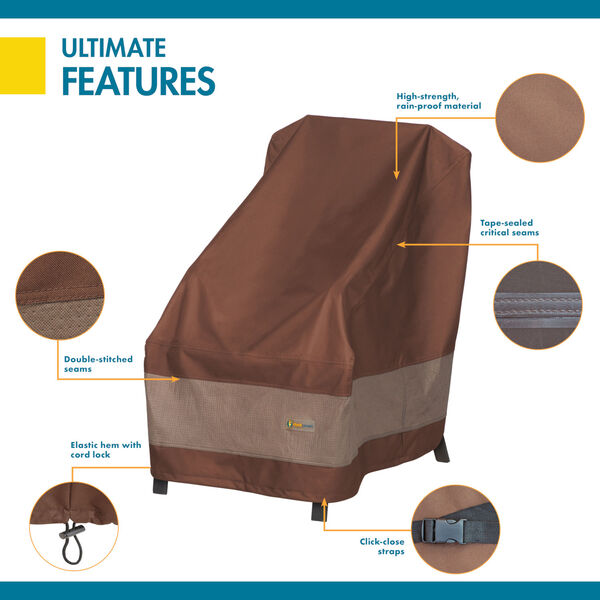 Ultimate Mocha Cappuccino 26-Inch High Back Patio Chair Cover, image 3