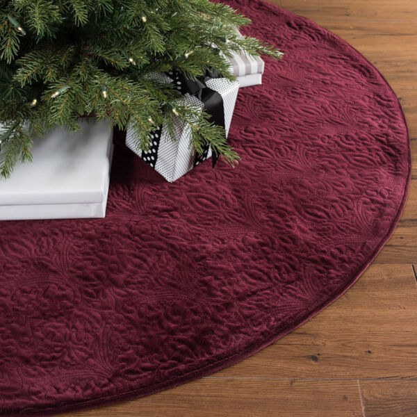 Christmas Eve Purple 60-Inch Tree Skirt with Luxurious Cotton Velvet Fabric, image 2