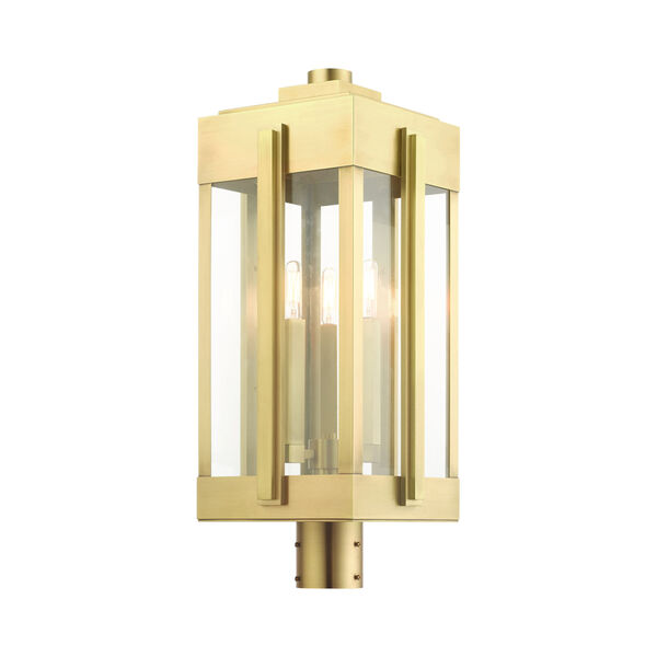 Lexington Natural Brass Three-Light Outdoor Post Lantern, image 4