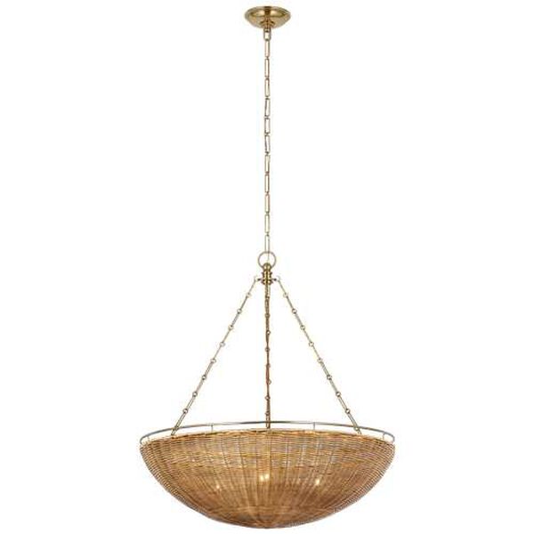 Clovis Burnished Brass and Natural Four-Light Medium Chandelier by Chapman and Myers, image 1