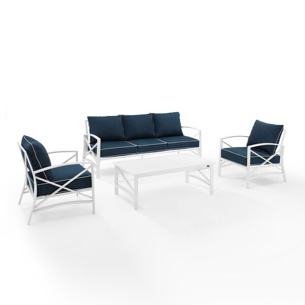 Kaplan Navy and White Outdoor Sofa Set, Four Piece, image 6