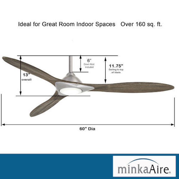 Sleek Brushed Nickel 60-Inch Smart Ceiling Fan, image 11