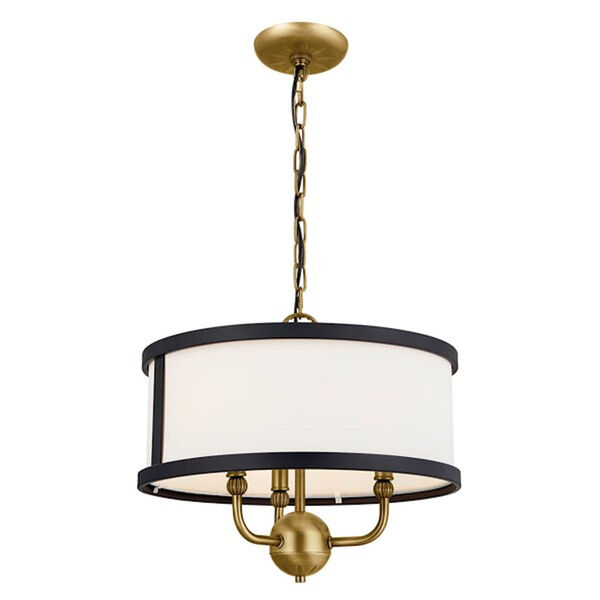 Homestead Natural Brass and Textured Black Three-Light Chandelier, image 1