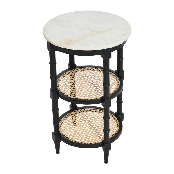 Black Mango Wood and Woven Cane Side Table, image 3