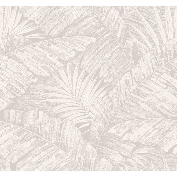 Palm Cove Toile White Grey Wallpaper, image 2