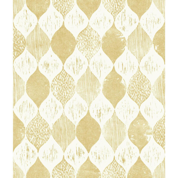 Woodblock Print Yellow Wallpaper, image 1