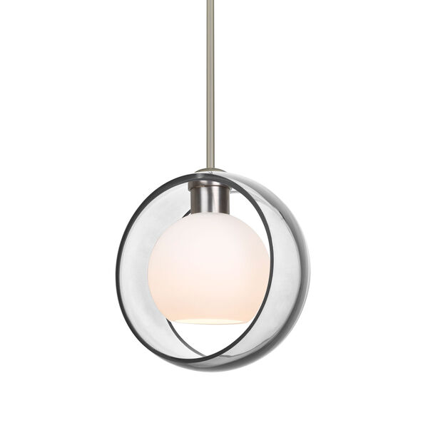 Mana Satin Nickel One-Light Pendant With Transparent Clear and Opal Glass, image 1