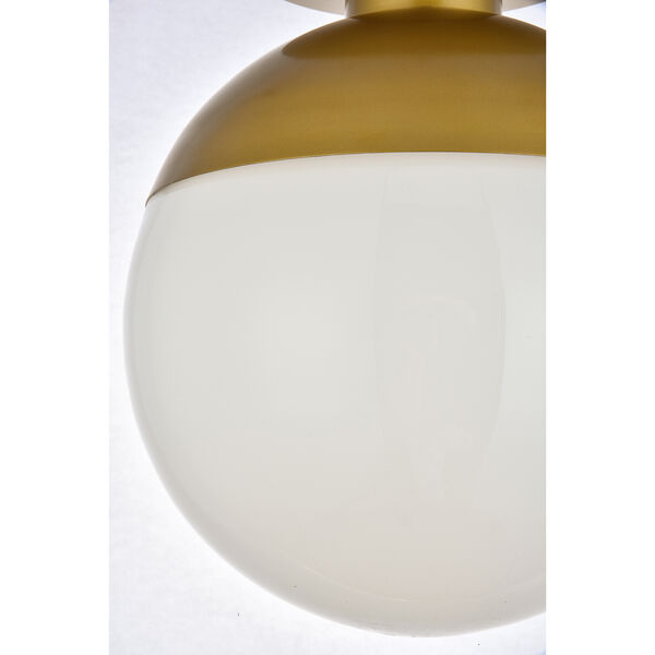 Eclipse Brass and Frosted White 12-Inch One-Light Semi-Flush Mount, image 6