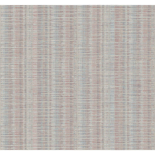 Stripes Resource Library Beige, Red and Blue Broken Boucle Stripe Wallpaper – SAMPLE SWATCH ONLY, image 1