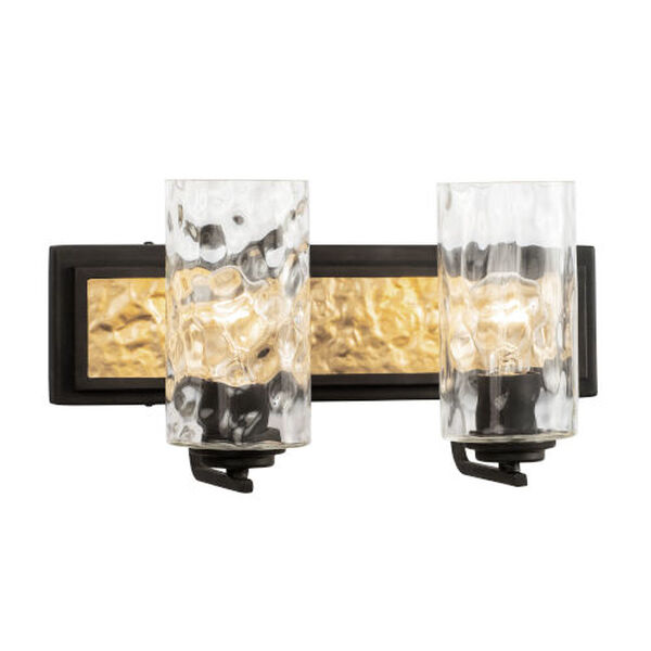 Hammer Time Carbon and French Gold Two-Light Bath Vanity, image 1